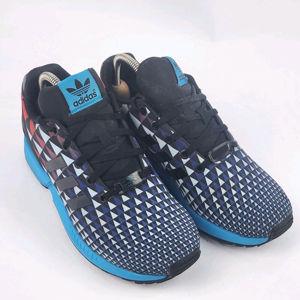 Adidas ZX Flux Torsion Womens Sz 6.5 Black Blue red Diamond Sneakers EUC